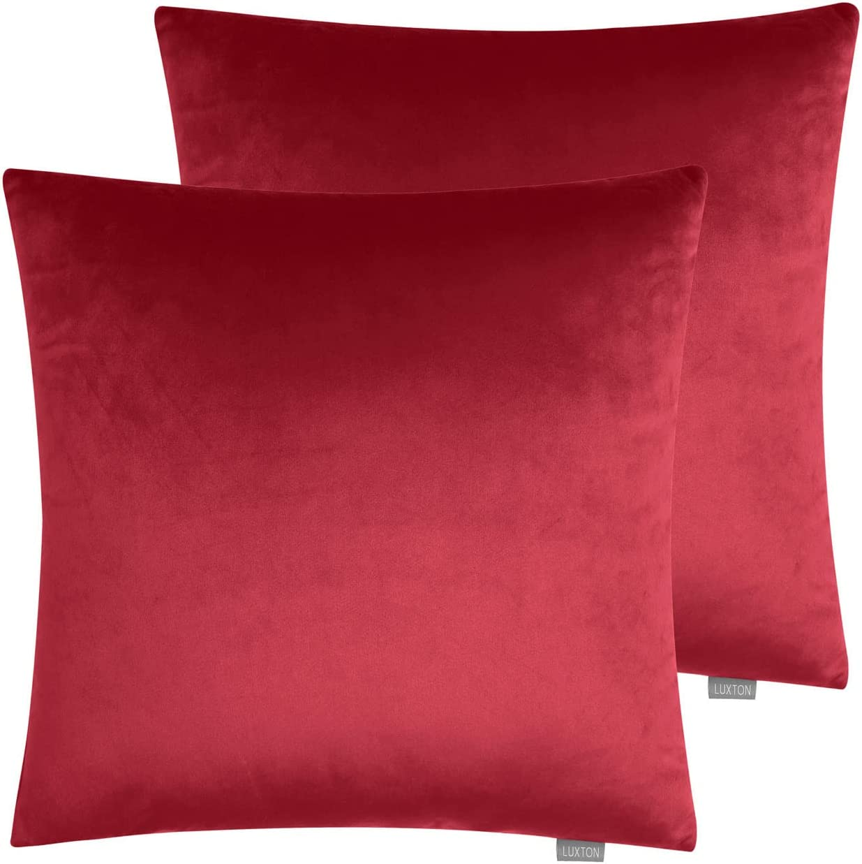 Set of 2 Luxton Velvet Square Cushion Covers Orange, Solid Plain Orange Decorative Throw Pillow Covers for Bedroom Lounge Sofa (45X45Cm, Orange) - Aqua Blue image number 7