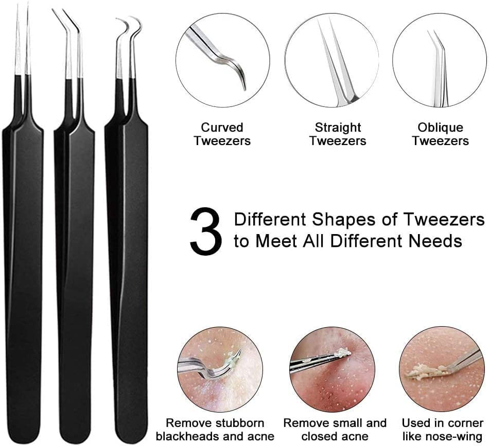 Pimple Popper Tool- WAYAOFEI 10 Pcs Professional Pimple Comedone Extractor Tool Acne Removal Kit -Treatment for Pimples, Blackheads, Blemish, Zit Removing, Forehead and Nose