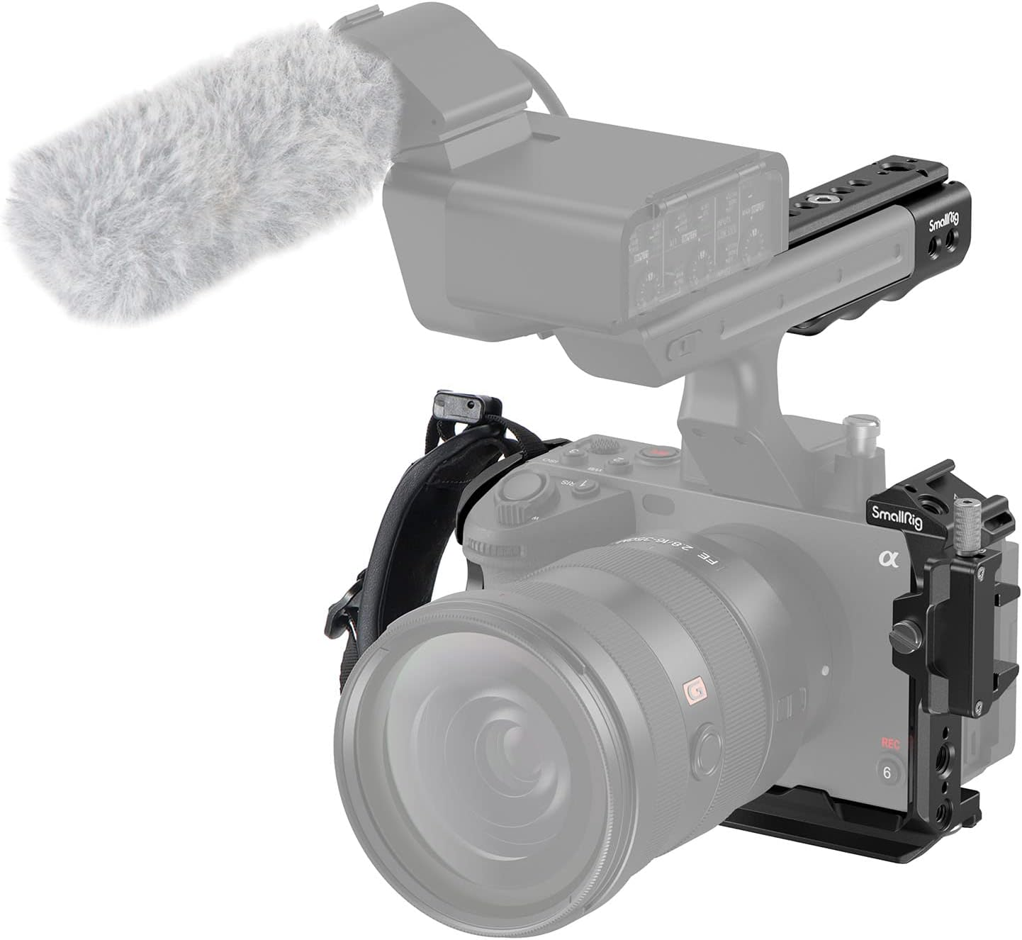 Smallrig Handheld Cage Kit for Sony FX30 FX3, Classic Bright Black Surface, with XLR Handle Extension Rig, Wrist Strap - 4184