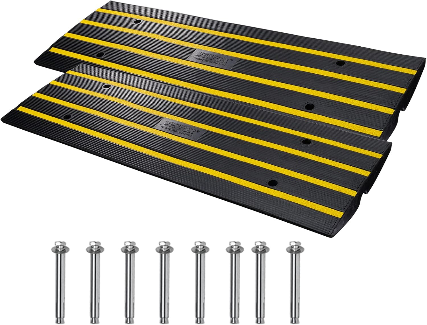 VEVOR 2 Pack Rubber Curb Ramp, 6.5 Cm Rise, 15 Tons Weight Capacity, Expandable Full Ramp Set image number 2