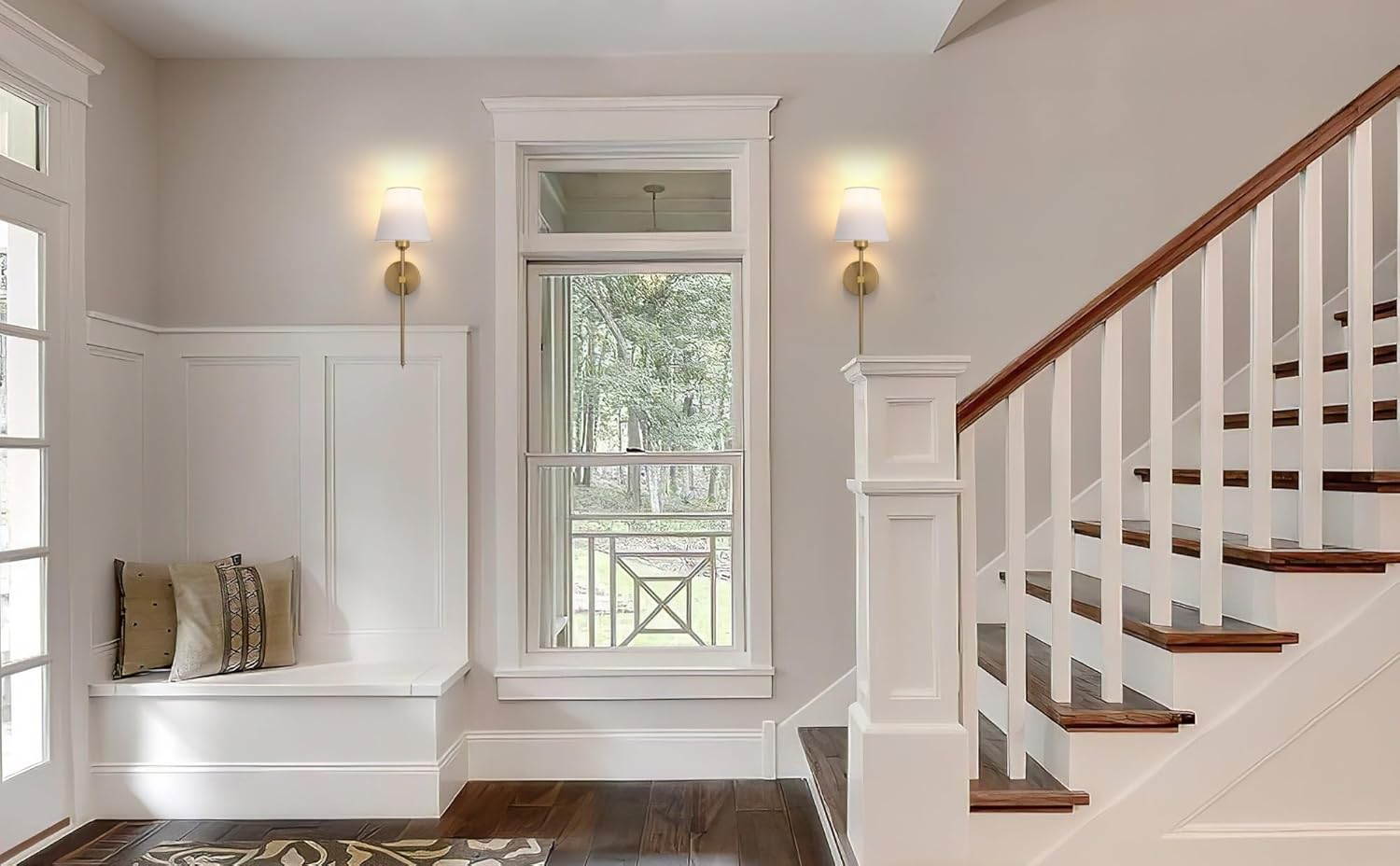 Wall Sconces Lights, No Wiring Required for Installation Sconces,Remote Control, Dimmable, Farmhouse Lamp, Battery Operated for Bedroom Mirror Living Room (Color : Gold), Set of 2 - Black image number 6