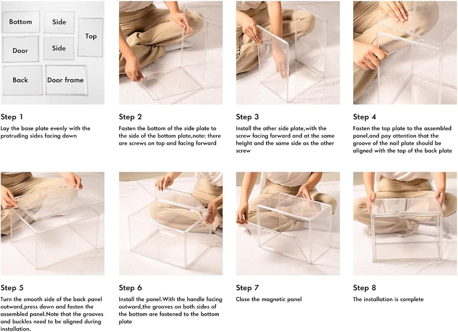 2 Pack Purse Storage Organiser, Acrylic Display Handbag Storage Case for Closet, Clear Plastic Stackable Storage Boxes Bag Organizer with Magnetic Door for Wallet image number 2