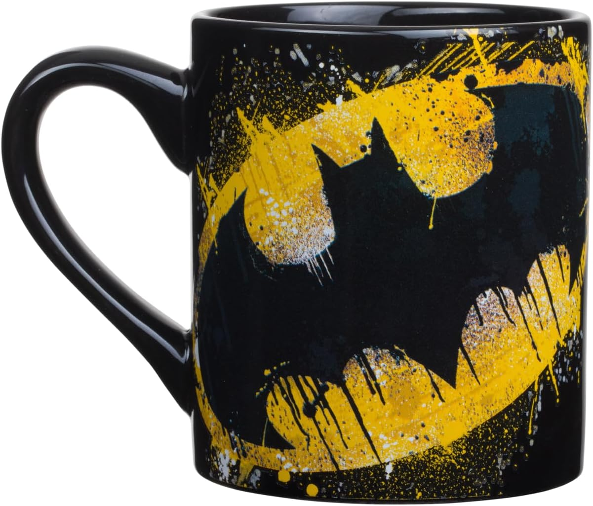 DC Comics Silver Buffalo BN111032 Batman Splatter Paint Logo Ceramic Mug, 14-Ounces image number 3