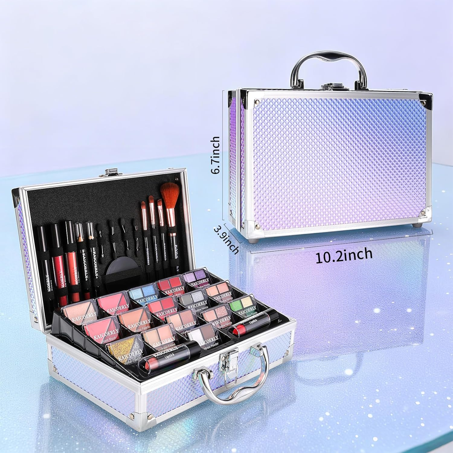 Makeup Kit for Women Girls, Fashionable Make up Present Set for Beginners Professionals Traveler with Case, Makeup Essential with Eyeshadow Palette, Lip Gloss, Mascara,Foundation Face Primer(Purple) - Pink image number 6