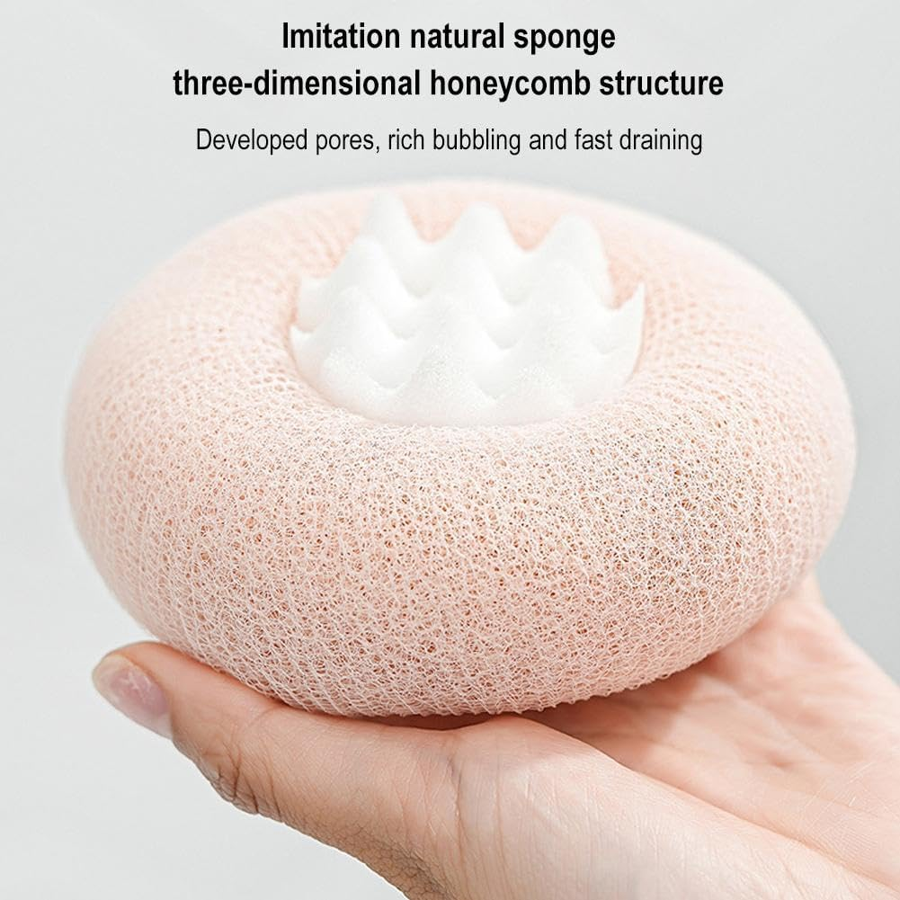 2-In-1 Sunflower Bath Ball Super Soft Sunflower Suction Cup Bath Ball Exfoliating Bath Sponge Cleaning Brush with Suction Cup Shower Sponges Bath Sponges Back Scrubber Shower Puffs for Women Men Green image number 5