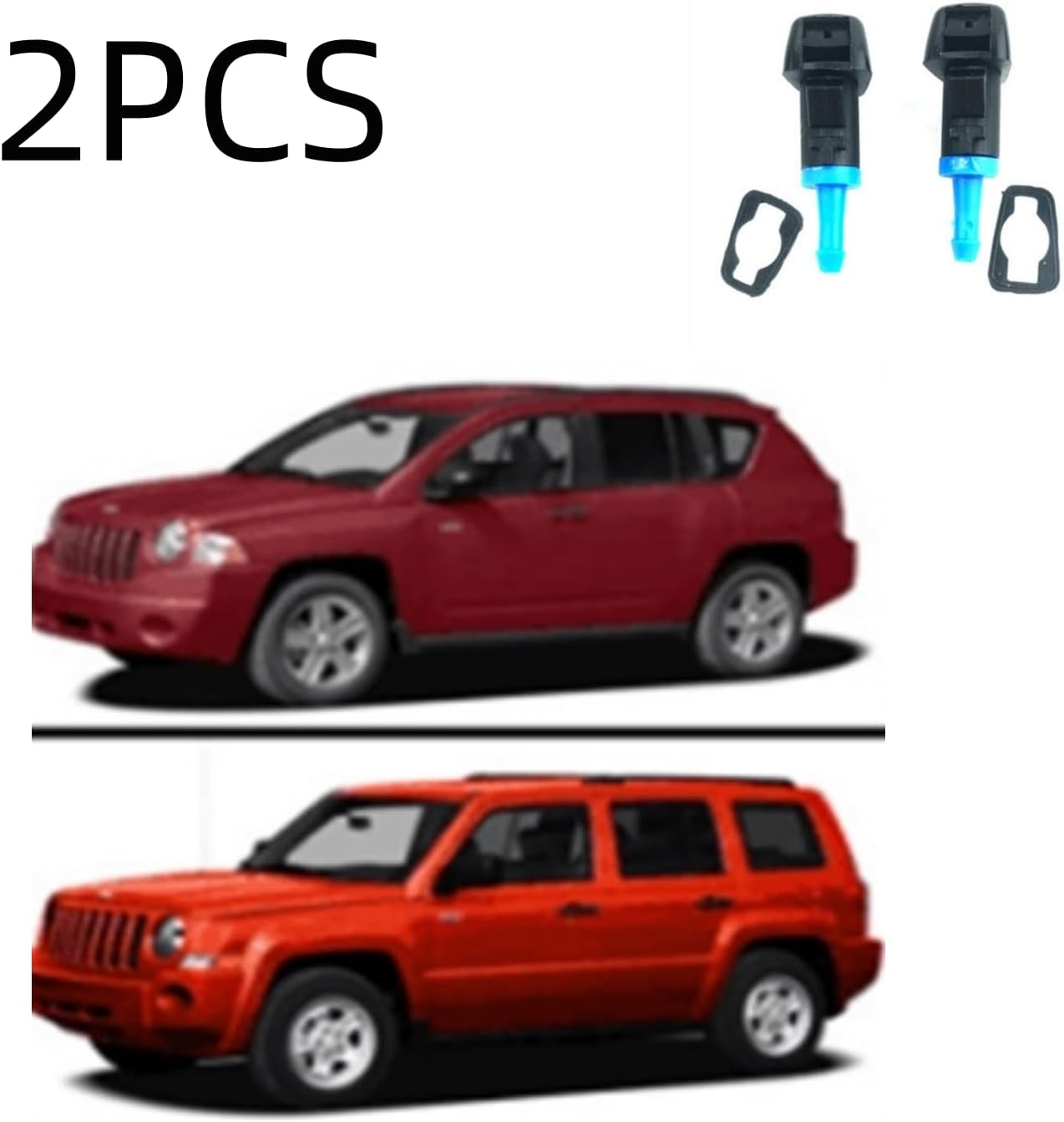 2Pcs Car Front Windshield Wiper Washer Nozzles,Water Jet Wiper Sprinkler for Jeep Patriot Kompass MK1 2008-2016 (Blue) - Blue image number 2