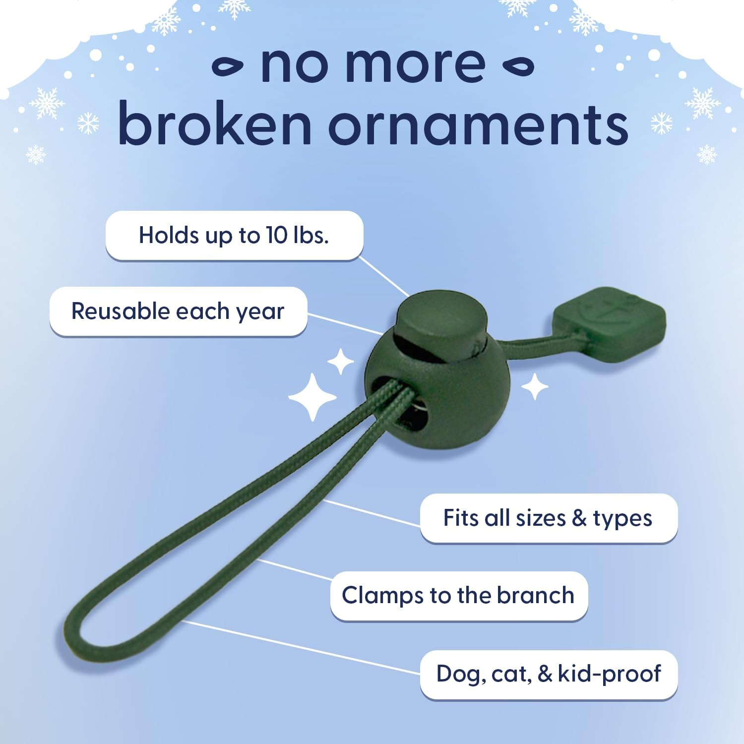 ORNAMENT ANCHOR Ornament Hooks for Hanging Christmas Decorations - No-Slip Hanging Hooks for Xmas - Heavy Duty Christmas Tree Ornaments Hanger Hooks for Small & Large Ornaments (Green, 24 Count) image number 1