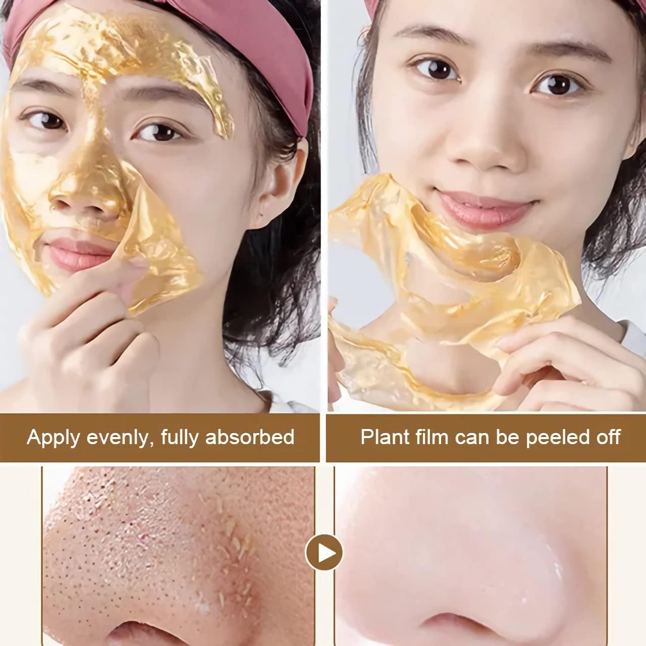 Retinol Snake Venom Gold Mask, Retinol Snake Venom Peptide Anti-Wrinkle Moisturizing Mask, Collagen Gold Peel off Face Mask for Moisturizing anti Aging,Removes Blackheads & Oils (3Pcs) - 3Pcs image number 2