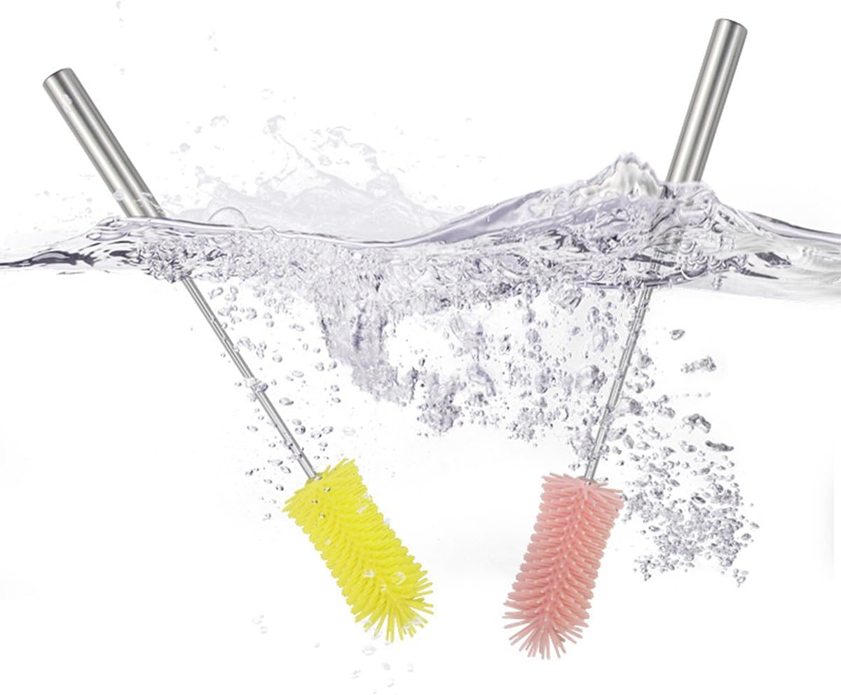 Silicone Bottle Brush Cleaner,Long Handle Bottle Cleaning Brushes for Sports Bottles, Cups, Dishes, Coffee Mugs, Glasswares 2 Pack image number 1