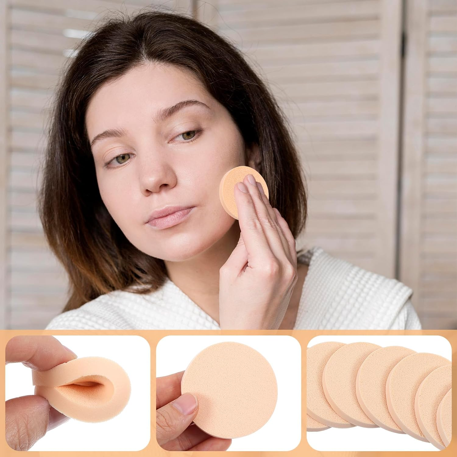 20 Pcs Nude round Makeup Sponge Cosmetic Sponge Make up Pads Makeup Sponges for Blending Beauty Make up Foundation Powder Blender for Liquid Foundation Cream Concealer, Wet and Dry Dual Use image number 1
