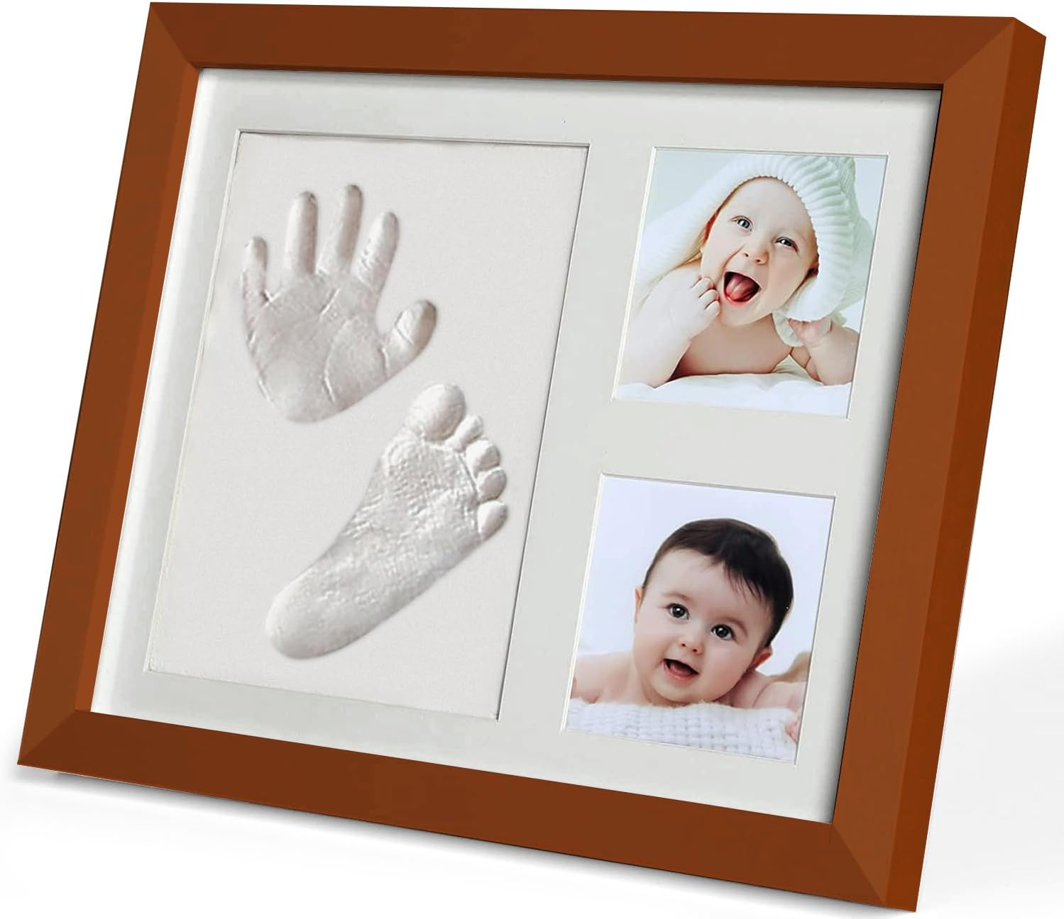 Hiumotan Footprint & Handprint Clay Kit, Photo Frame for Newborn Girls and Boys, Baby Shower Gifts, Registry, New Parents Gift, Perfect Memory and Nursery Room Decoration - White