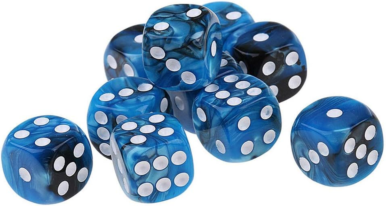 Yiotfandoll 10PCS Polyhedral Dice D6 Dice 16Mm Acrylic Dice Game Dice for RPG MTG DND Dice Table Games (Blue Black) image number 3