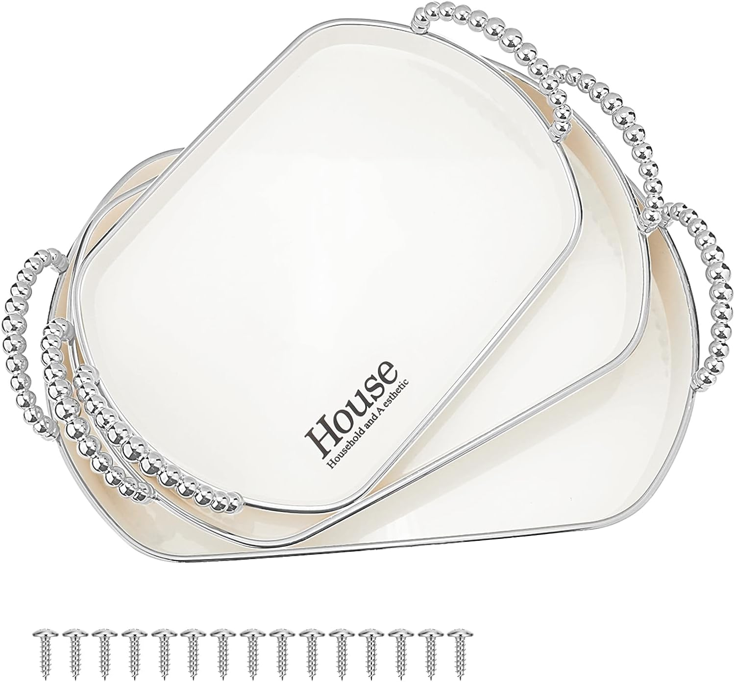 Chihutown 3PCS Non Slip Food Serving Tray with Handles, 16.5/ X11.4/ White Platters for Serving Food, Rectangle Food Service Tray, Food Trays for Party Kitchen (White) LTZ001