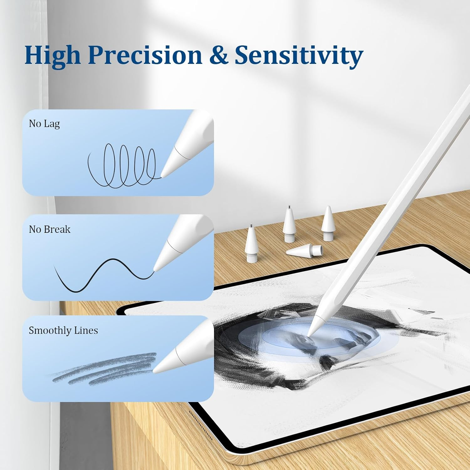 Digiroot Replacement Tips for Apple Pencil Pro/2Nd Gen/1St Gen/Usb-C,No Wear Out Metal Nibs,Precise Control 0.78Mm Longer Tips for Ipad Pencil Accessories-(4 Pack) image number 2