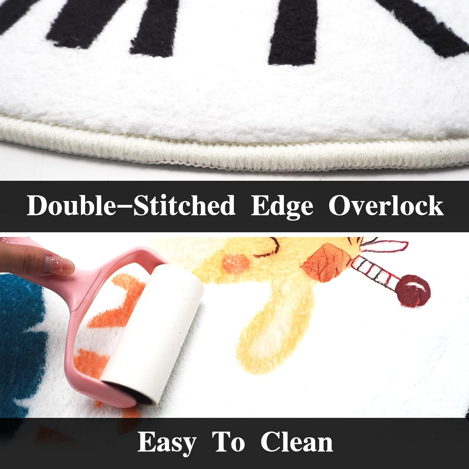 Soft round ABC Rug for Kids Room, 4Ft Fluffy Washable Circle Nursery Rug, Non-Slip Alphabet Educational Baby Kids Rug Carpet for Playroom Bedroom Classroom Kids Room Decor (White) image number 4