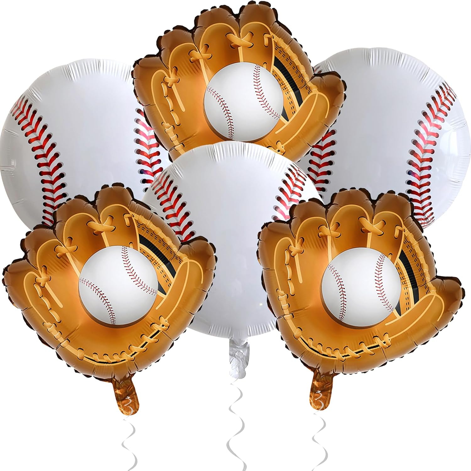 Baseball Balloons, Pack of 6 18 Inch Baseball Foil Balloons Baseball Glove Balloons Sports Foil Balloons Helium Balloons Birthday Decoration Party Decoration for Boys Children