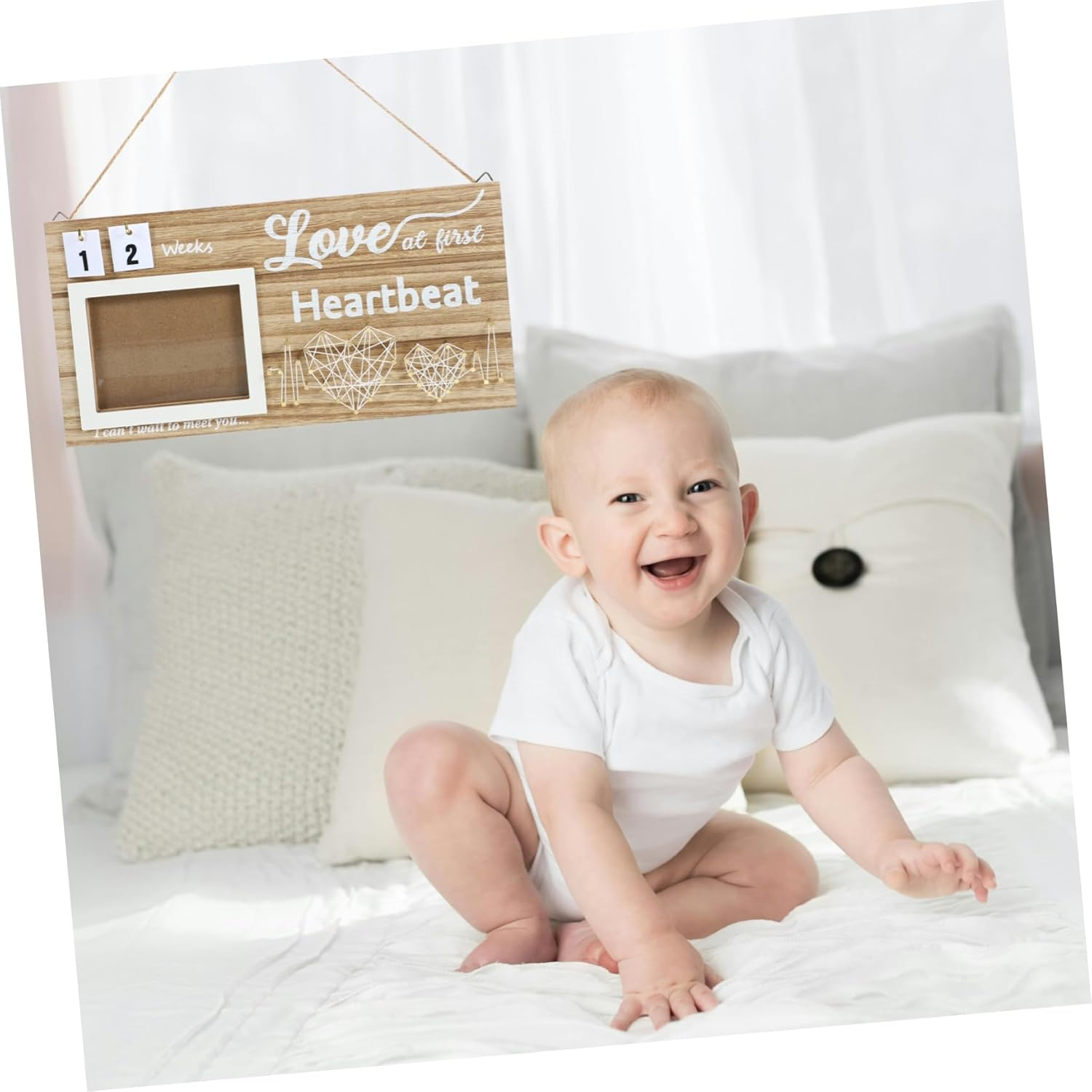 Yardwe Photo Display Frame for Sonogram for Showers Parents Nursery Decor Elegant Keepsake For image number 2