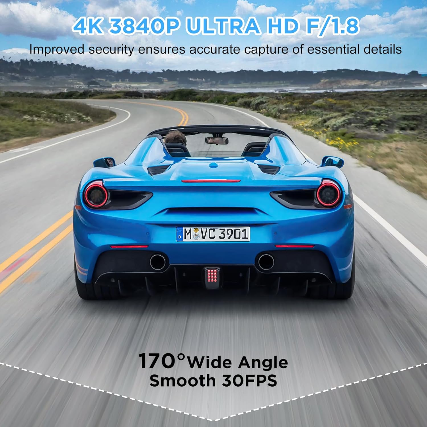 4K+1080P Dash Cam Front and Rear,Wifi Dual Dash Cam with Free 64GB Card, Super Night Vision, 24H Parking Mode, G-Sensor, WDR, APP, Loop Recording, Time-Lapse, 170&deg;/140&deg;, F1.8 Aperture, 4-Layer Lens image number 1