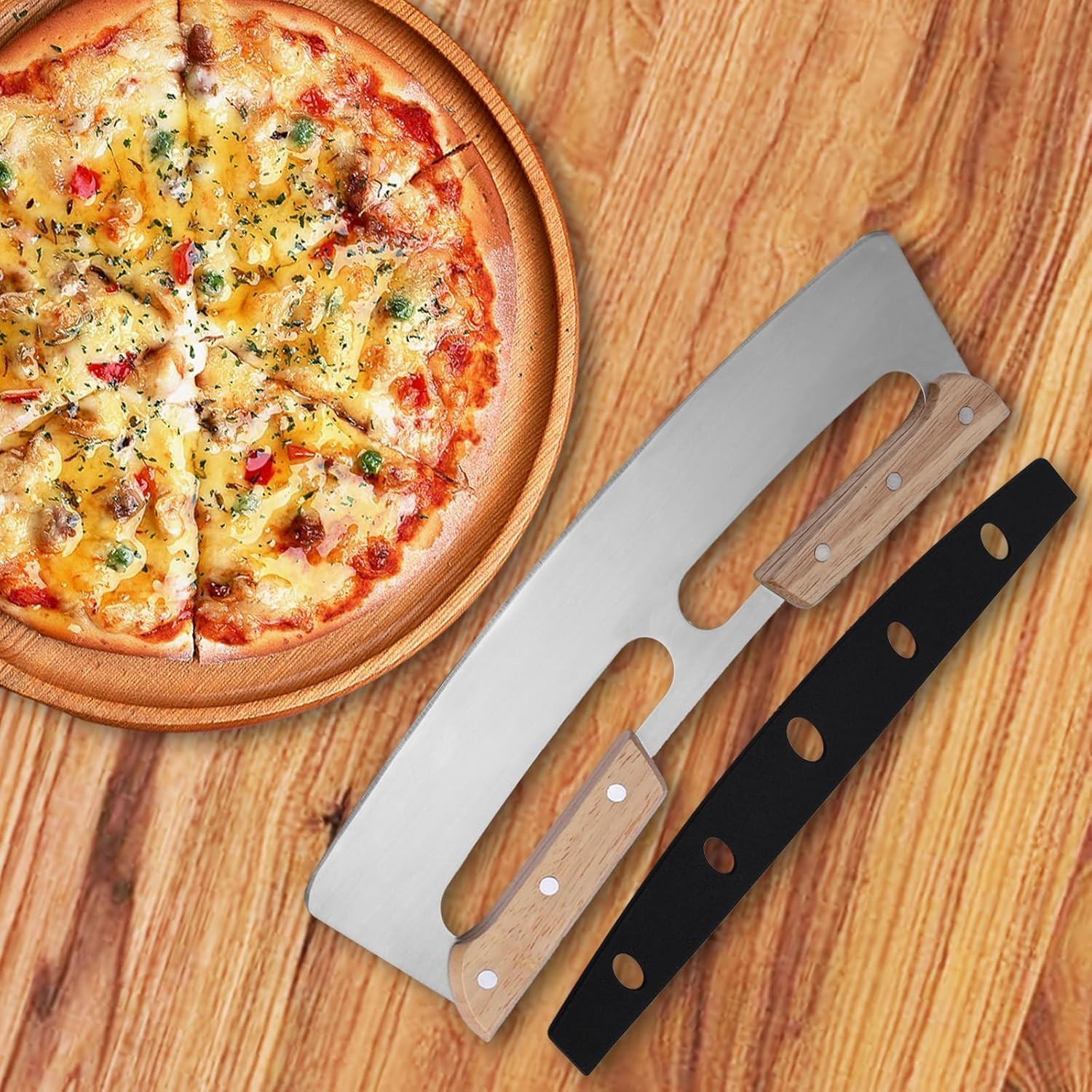 14 Inch Stainless Steel Pizza Cutter, Sharp, Rust-Resistant Blade with Ergonomic Handle & Protective Cover &ndash; Effortless, Hygienic Cutting for Pizzas, Cakes & More image number 1