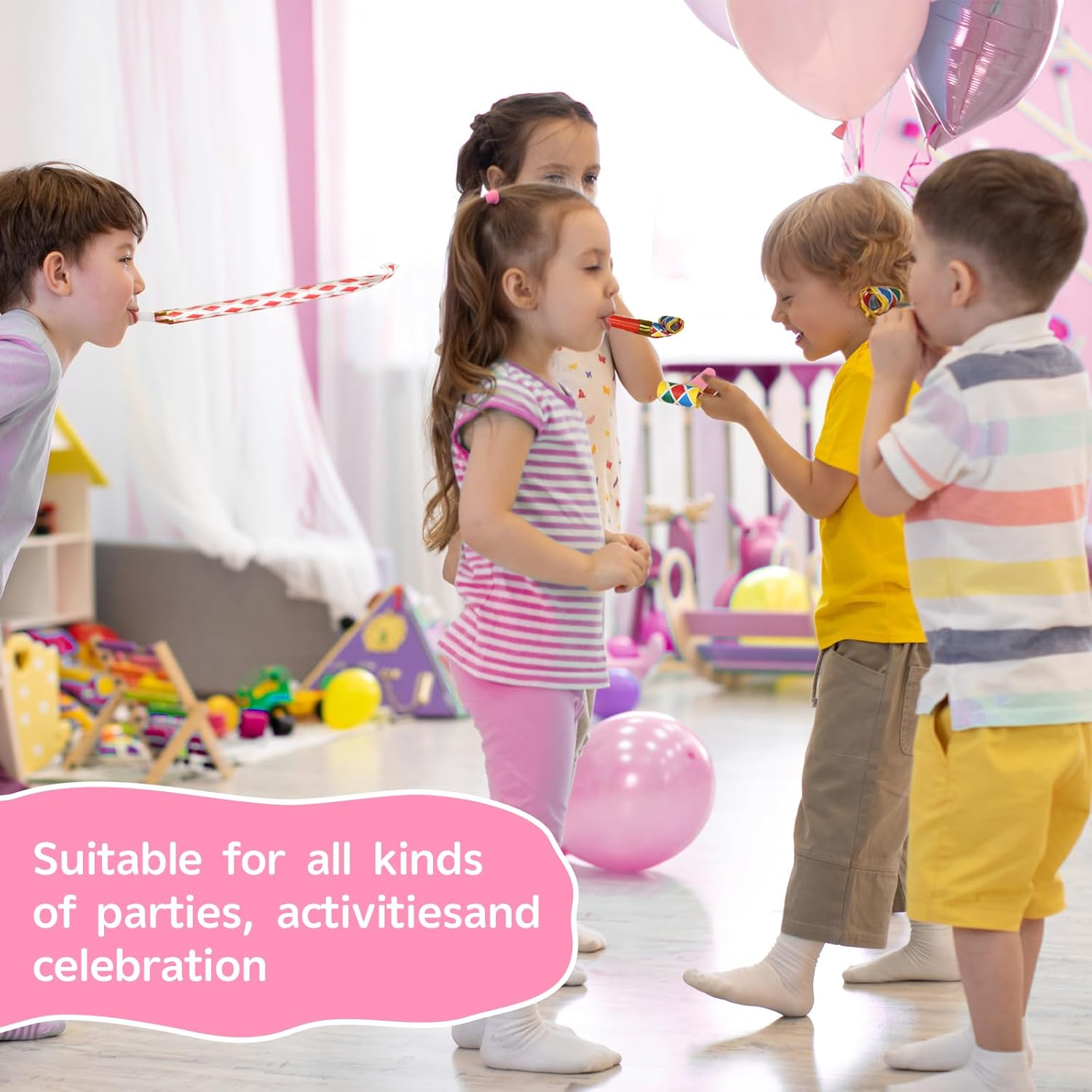 Chshhuao 50 Pcs Party Blower, Funny Party Blowouts Blow Horns Birthday Party Whistles New Years Party Noisemakers Whistles Party Blowouts Party Favors image number 4