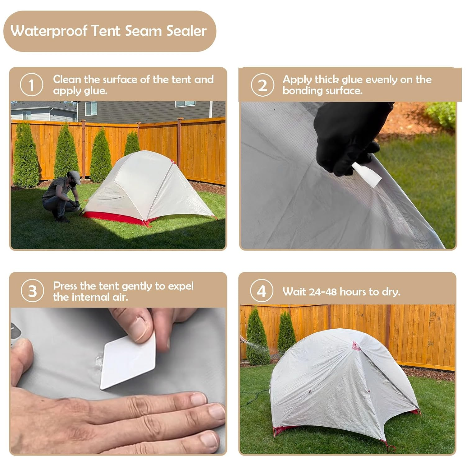 WAN2TLK 120Ml Tent Seam Sealer, Repair Damaged/Seam Sealer Tent Fabric, Restore the Waterproof Barrier, for Camping/Hiking/Outdoor Gear - Clear image number 1