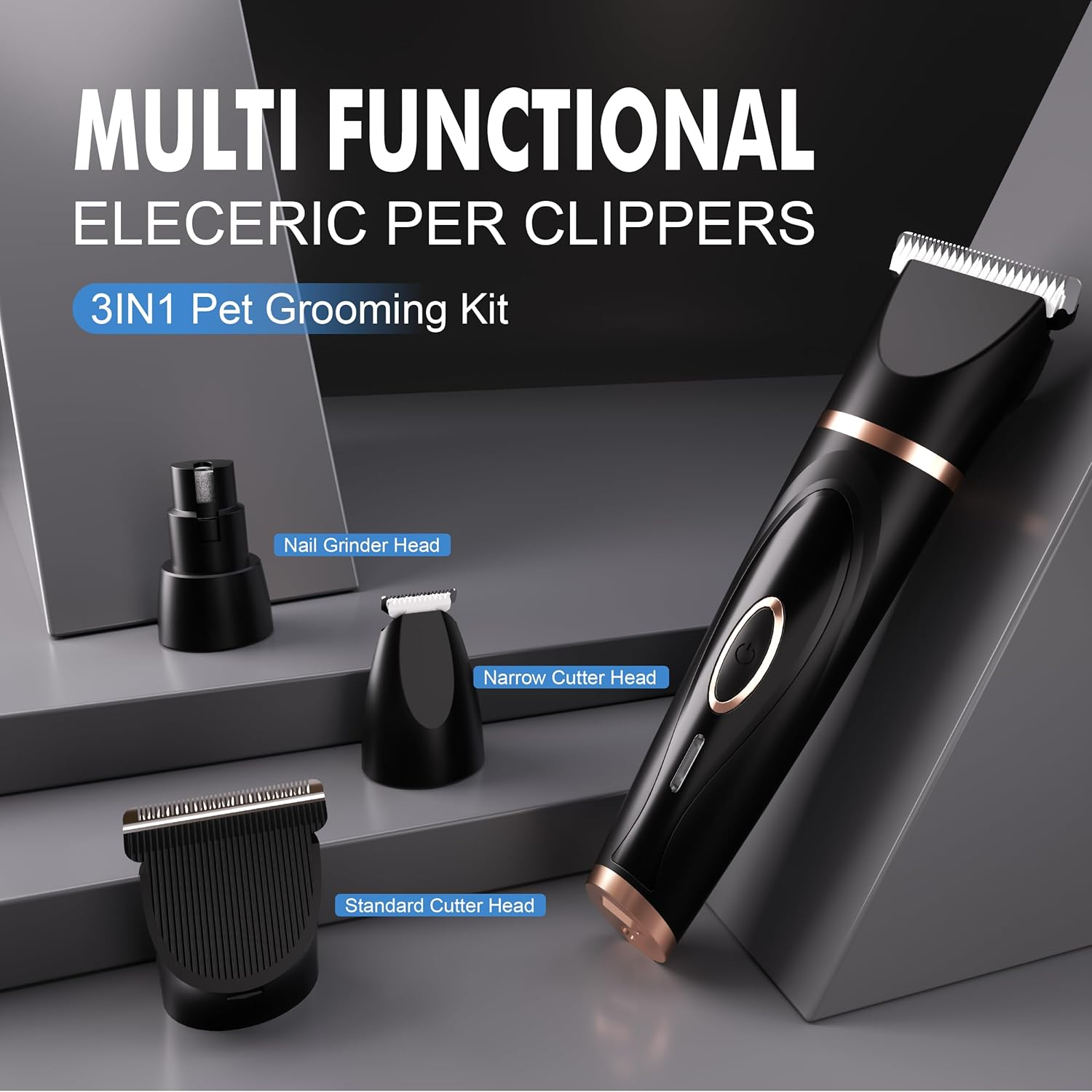 Dog Grooming Kit 3 in 1 Dog Clippers for Grooming Supplies, Cordless Electric Pet Nail Grinder Cat Paw Trimmer Professional Long Hair Shaver Set for Cat Matted Hair and Small Dogs Thick Coats