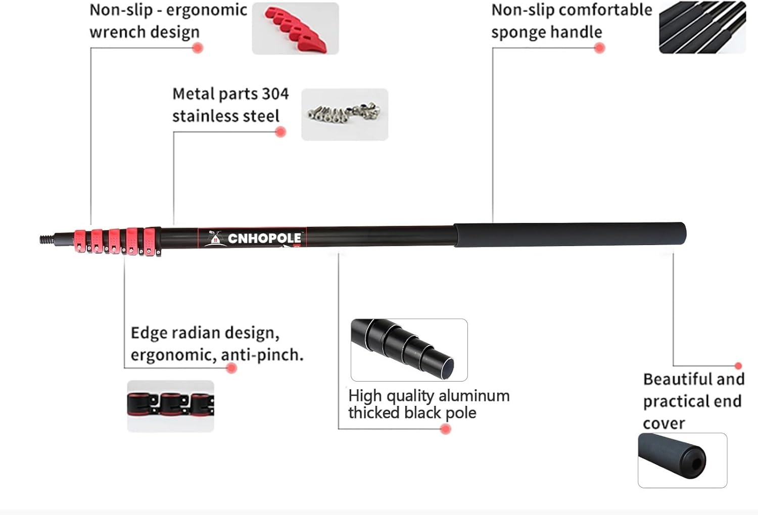 40 Ft Heavy Duty High Reach Extension Window Cleaning Pole Telescopic Extendable Paint Roller Handle Garden/Picking 40 Ft Heavy Pole image number 4