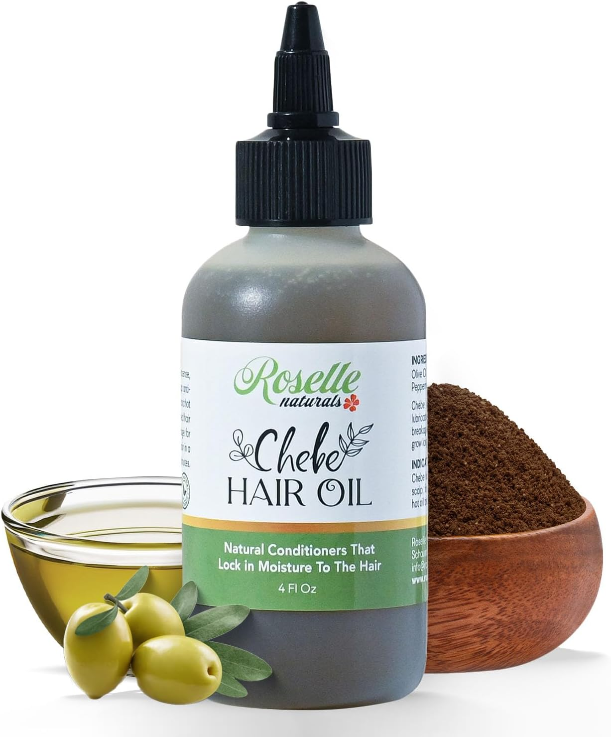 Roselle Naturals Chebe Oil for Hair Growth for Black Women, Chebe Oil Hair Growth Products Made in USA 4 Fl Oz - Chebe Powder Chebe Hair Grease for Stronger, Longer, Thicker Hair. image number 5