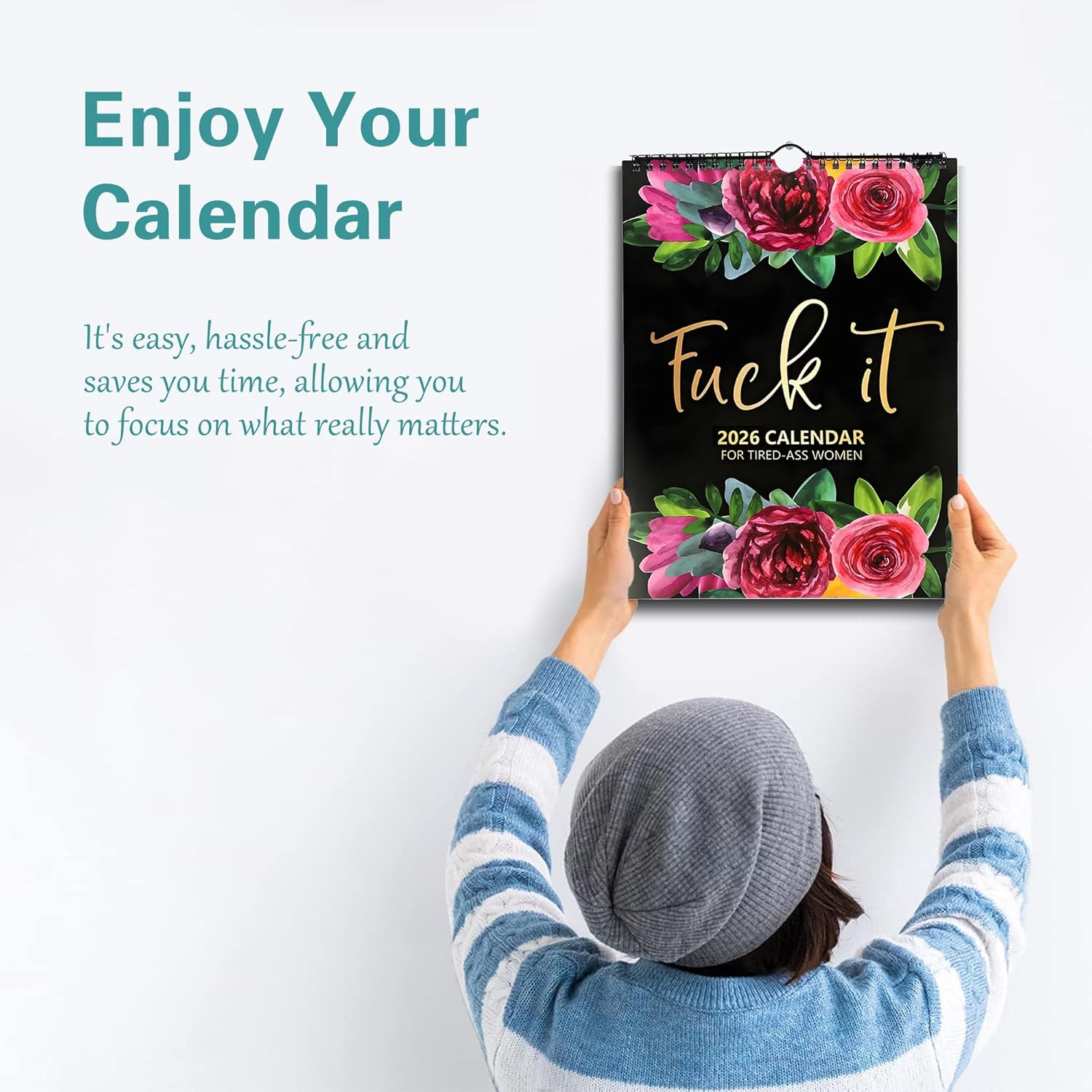2026 Calendar for Tired-Ass Women, Fu-Ck It Calendar, Tired Woman 2026 Wall Calendar, Funny Wall Calendar for Home Office Decor, Swear Word Planner Monthly Calendar Gag Gifts for Women image number 1