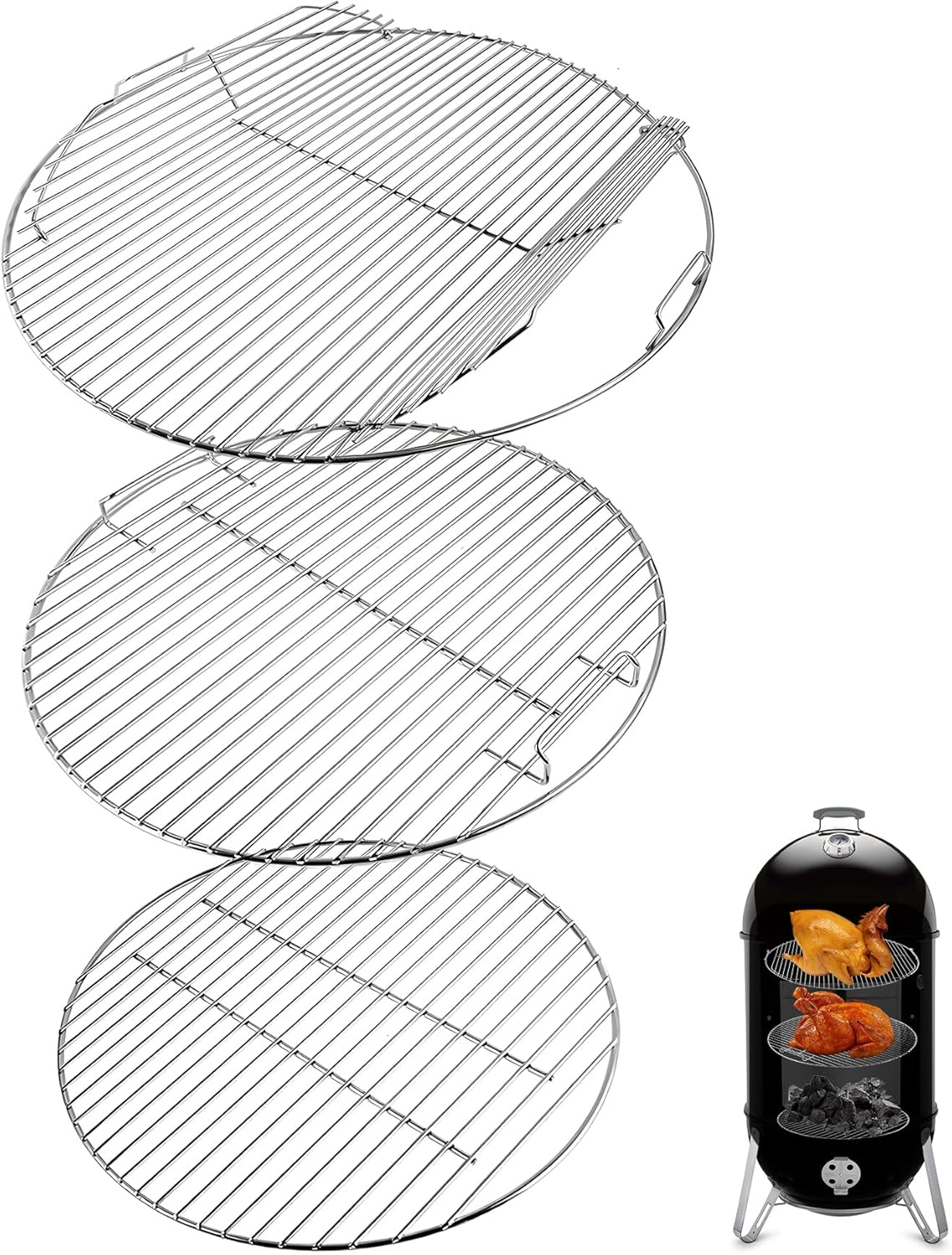 Cooking Grate for Weber 22'' Charcoal Grills, Charcoal Grate Fits Weber 22" Inch Smokey Mountain Cooker Charcoal Smoker Grills, 22" Charcoal Smoker Parts, Replacement for Weber 7436 85041 63014 Parts image number 5