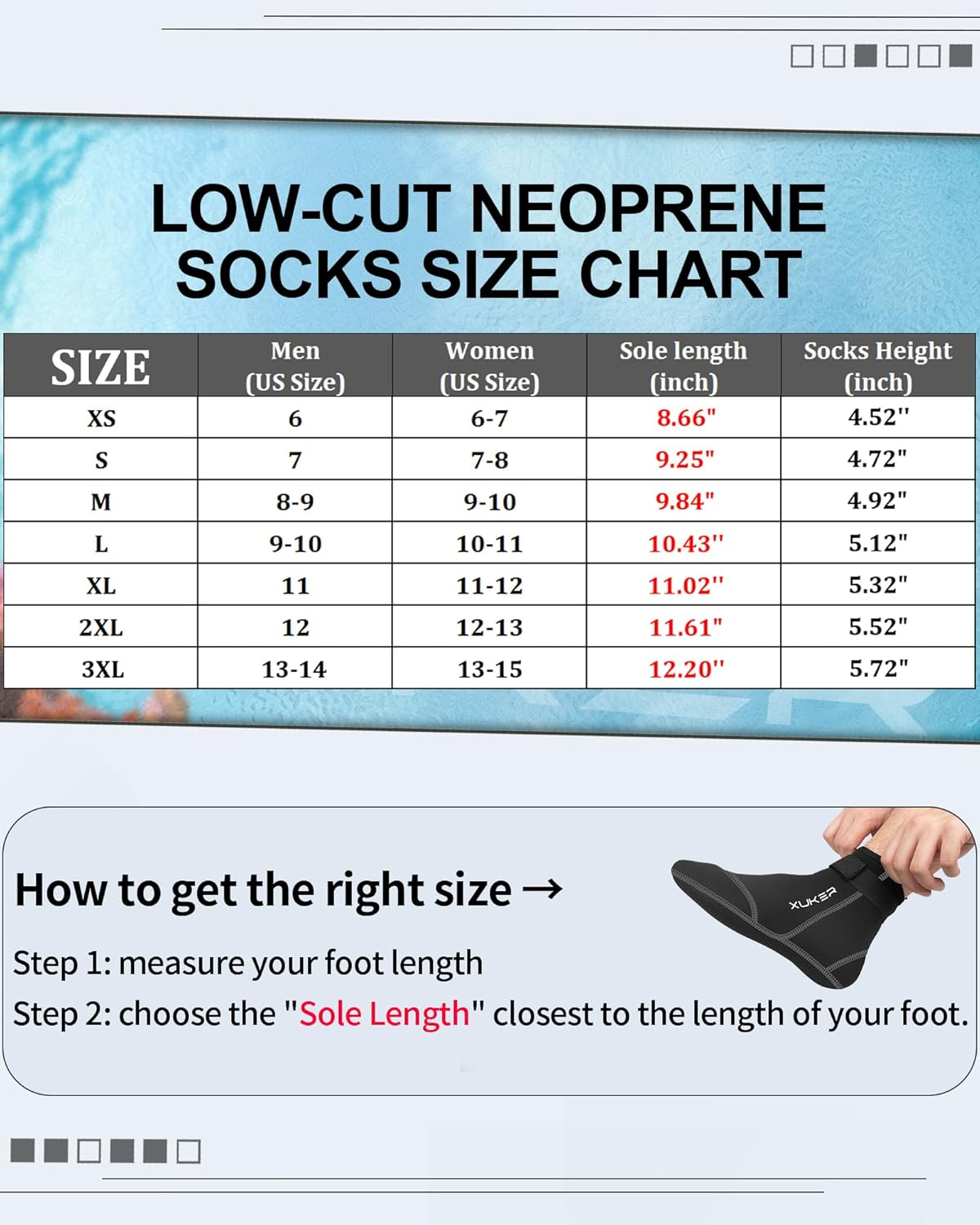 XUKER Neoprene Socks, 3Mm Beach Volleyball Sand Soccer Wetsuit Socks Water Booties for Diving Snorkeling Kayaking Paddling image number 2