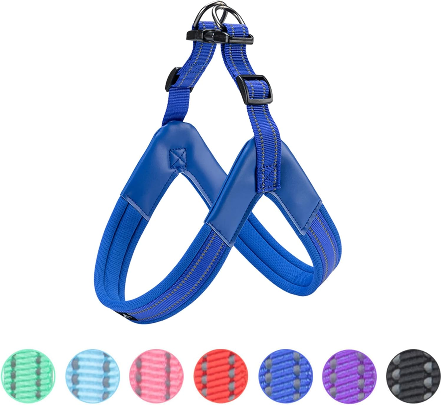 EXCELLENT ELITE SPANKER No Pull Dog Harness Reflective Nylon Vest V-Shaped Soft Padded Adjustable Easy Pet Harness for Medium Large Breeds Dogs Walking Training Black Purple(Blue-M)