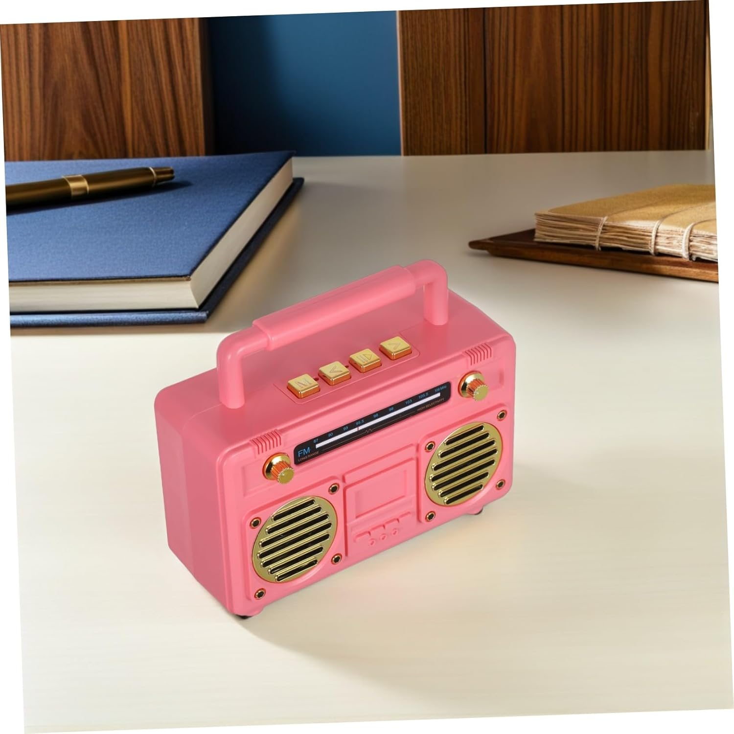 BRIGHTFUFU Vintage Mini Wireless Speaker Retro Design Portable Radio with Long Battery Life for Kitchen Desk Bedroom Office Party Outdoor Use image number 5
