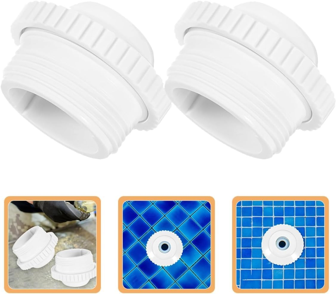 2-Pack 3/4" Adjustable Directional Pool Jet Nozzles, 1-1/2" MIP Thread Return Fittings for Swimming Pool & Spa Flow Inlet Jets, White PVC Pool Accessories image number 6