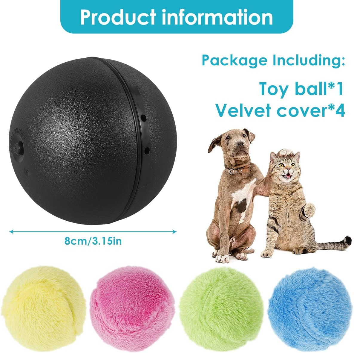 Magic Roller Ball for Dogs - Interactive Pet Toy with Automatic Rolling and 4 Ball Covers | Educational, Fun, and Engaging Toy for Dog Training, Playtime image number 4