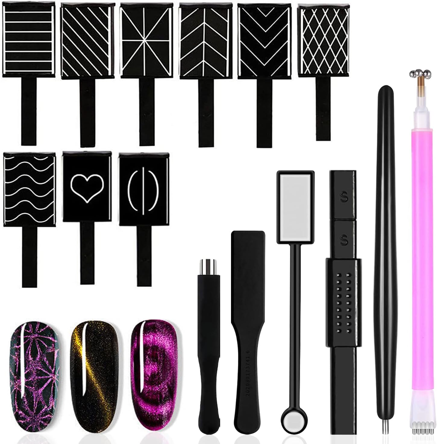 SILPECWEE 15Pcs Nail Magnet Set Cat Eye Gel Nail Polish Magnet Wand Magnetic Nail Polish Cat Eye Magnet for Nails Cat Eye Magnets Sticks Nail Design Tools Nail Art image number 2