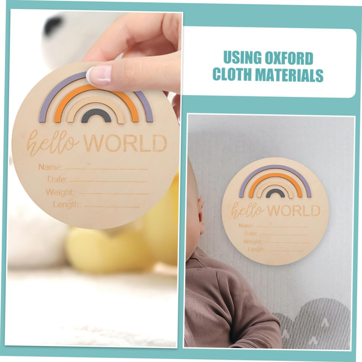 ERINGOGO 2Pcs Monthly Milestone Signs Names Wooden Discs for Milestone Photography image number 5