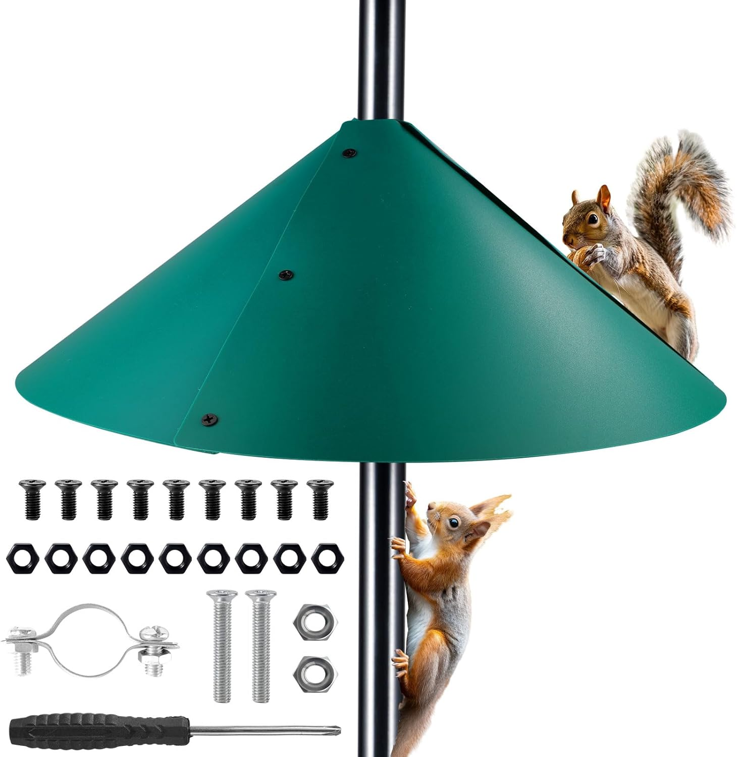 Squirrel Baffle for Bird Feeders, 18 Inch Large Plastic Wrap around Squirrel Baffle Squirrel Guards for Bird Feeders Bird House Guards for Outdoor Protect Hanging Bird Feeders (Green)