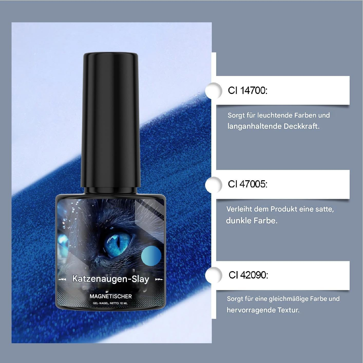 Black Blue Magnetic Gel Polish - Holographic Nail Art Gel, Glitter Shine Nail Varnish, Iridescent Cat'S Eye UV Gel, Cosmic Colour Polish, Nail Styling for Women, Chinese Ne image number 3