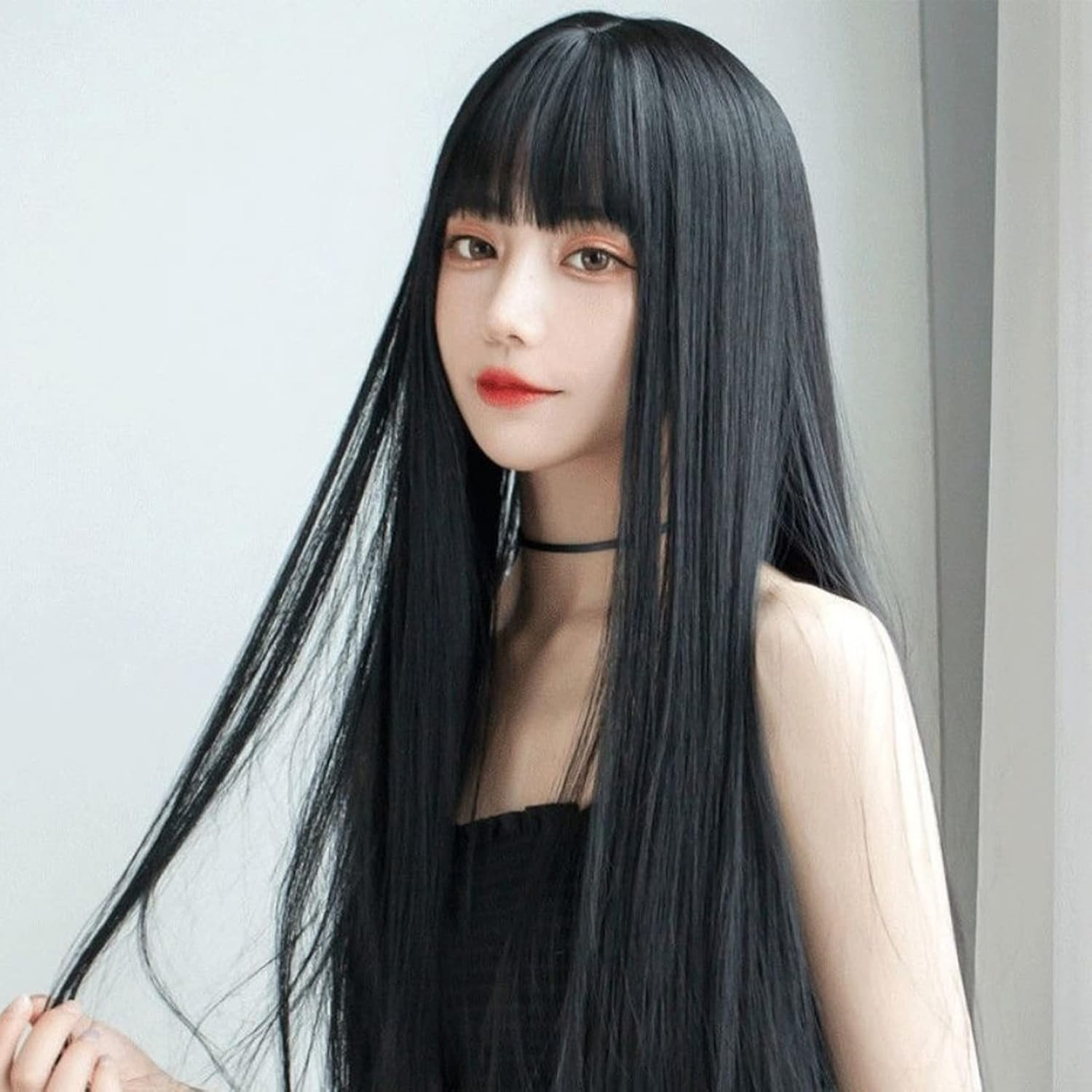 Long Straight Wig, Long Straight Wig, Synthetic Wig, Black, Straight Wig, Long Wig with for Women, Heat Resistant, Fashionable, Elegant, Synthetic image number 4
