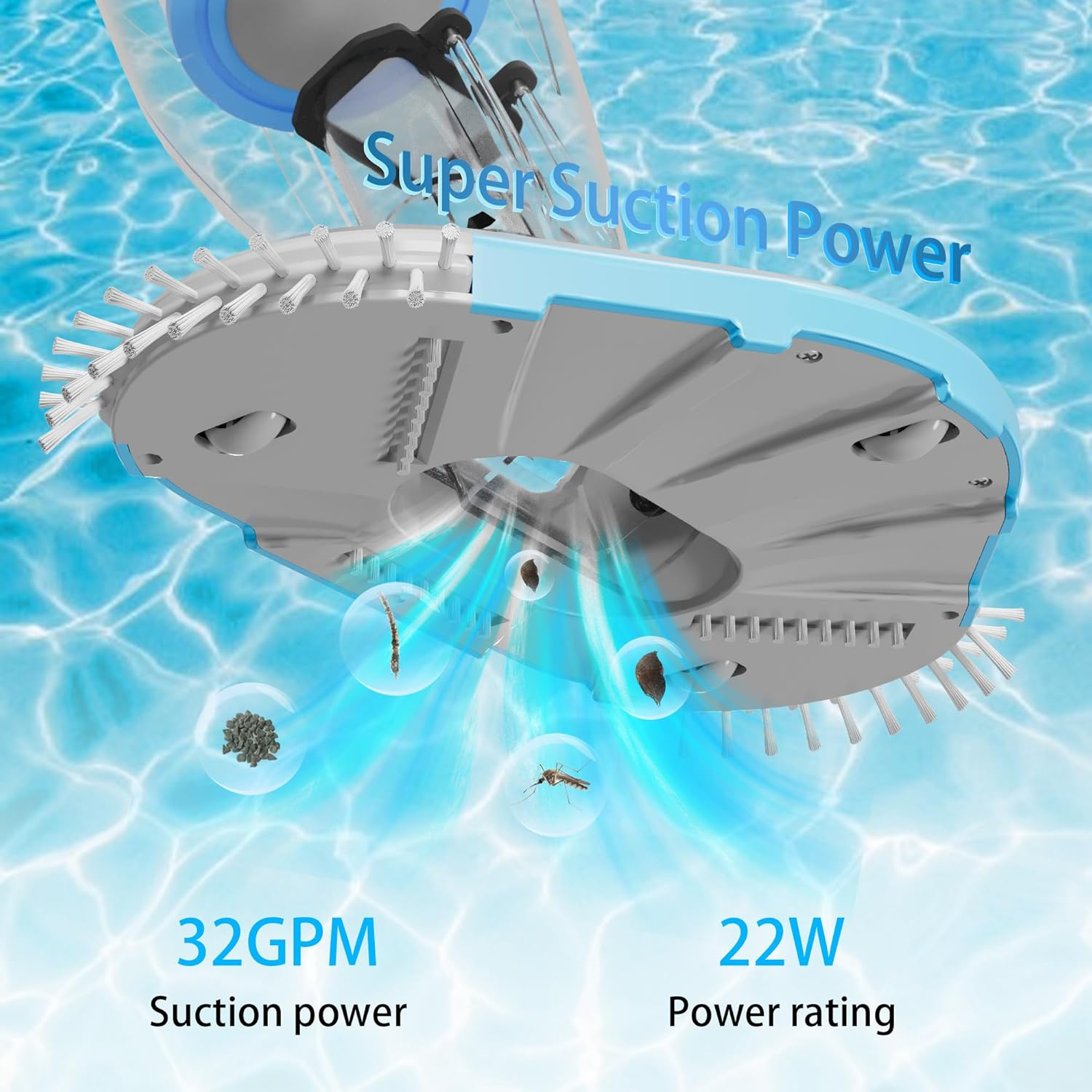 Cordless Pool Vacuum Cleaner, 120L/M Ultra Powerful Suction, Rechargeable Handheld Pool Vacuum for Inground Pools & above Ground up to 120M2 (Pool Stomach 50), with Dual Filters Into image number 4