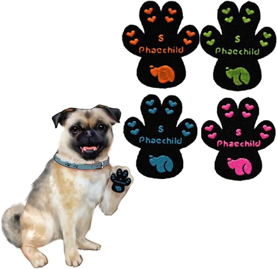 Phaechild Dog Paw Pads Anti-Slip Grips,Dog Paw Protectors for Senior Dogs on Hot Pavement 20 Sets 80 Pads Multicolor S