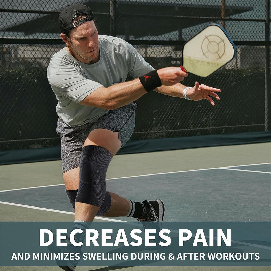 Idopick Knee Braces for Knee Pain Relief, 2 Pack Knee Brace for Meniscus Tear, Knee Compression Sleeves for Men Women, Knee Support Pad for Working Out, Arthritis, ACL, Running, Joint Recovery,S (Medium) image number 2