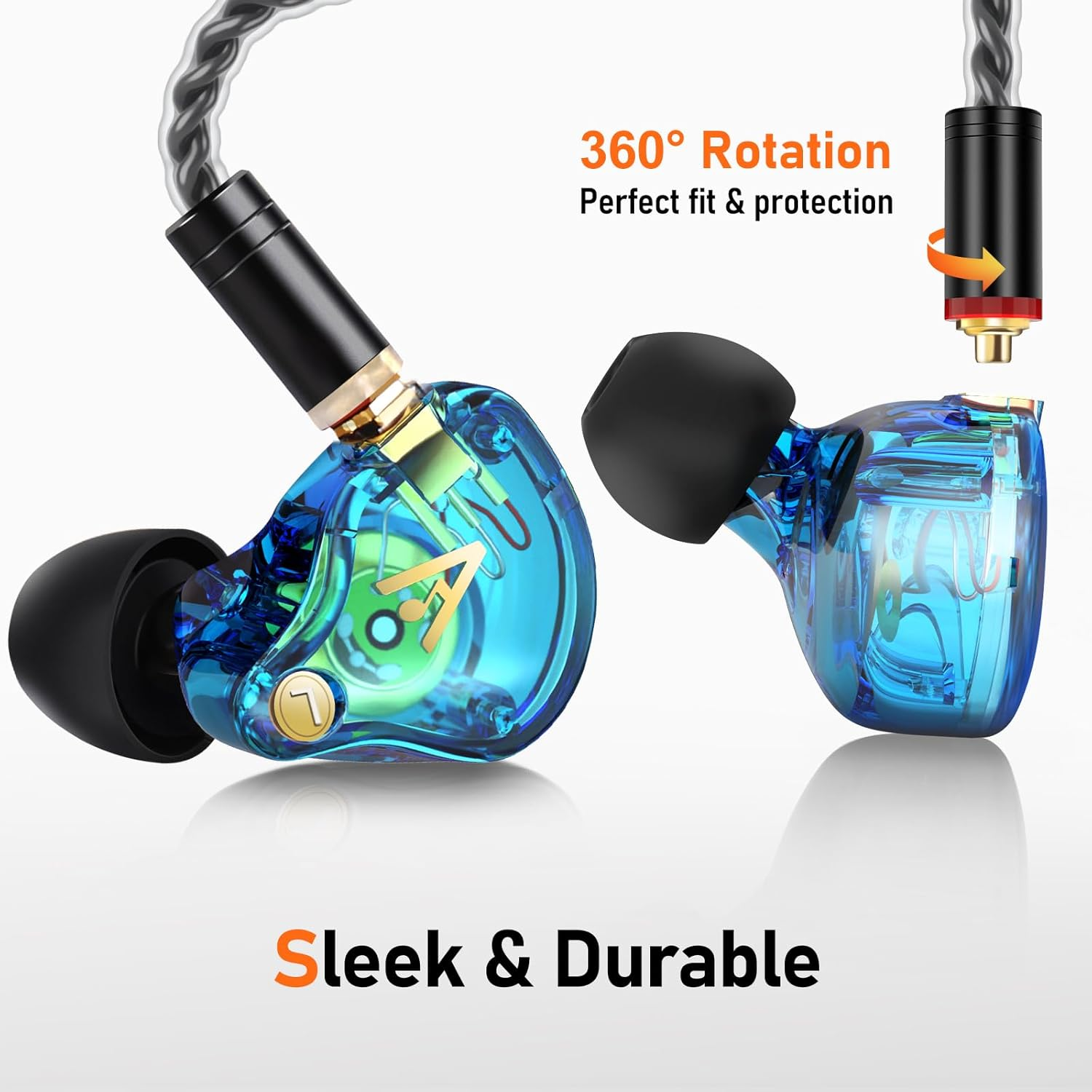 Vibes 202M Wired Earbuds - Hifi in Ear Monitor Headphones, MMCX to 3.5Mm W/Mic, Noise-Isolating Ear Buds & Clear Sound Deep Bass, Comfort-Fit Gaming Earphones - Silver Plated Cord, Carrying Case image number 1