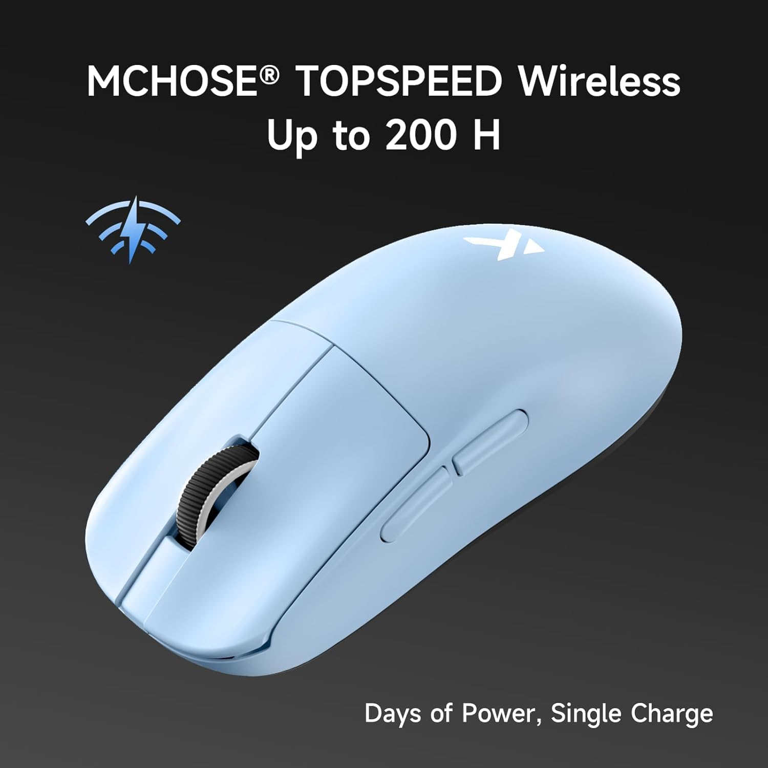 MCHOSE L7 Ultra Topspeed Wireless Gaming Mouse with PAW3950 42K Sensor, 46G Super Lightweight, OMR Optical Switches, 8000Khz Polling Rate, 2.4Ghz/Bt/Wired Tri-Mode, 8 Programmable Controls (Blue) image number 2
