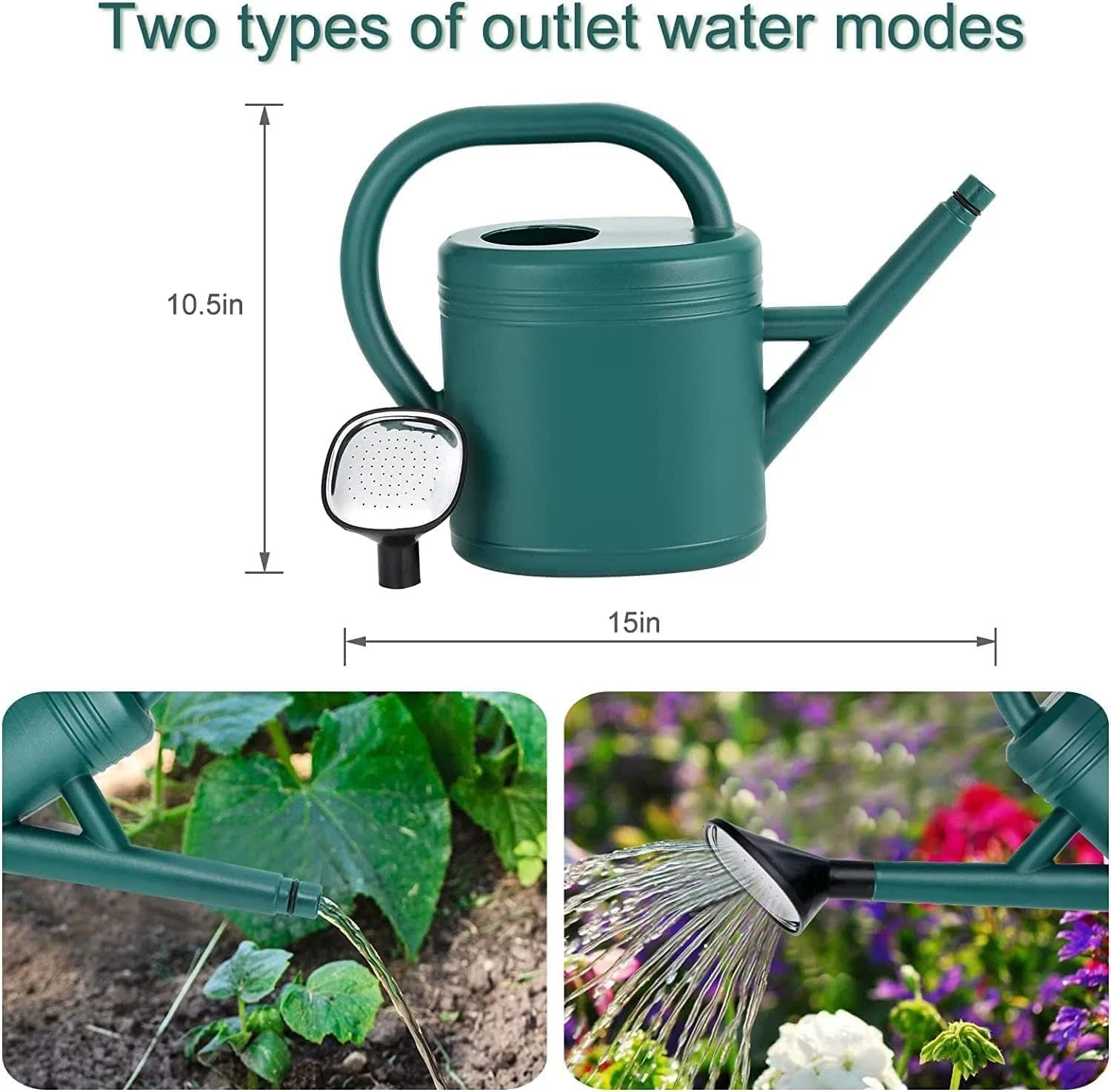 Watering Can with Long Spout, Detachable Shower Nozzle, Large Capacity, Eco-Friendly Design, Suitable for Indoor and Outdoor Plants, Green - Ermaoo image number 5