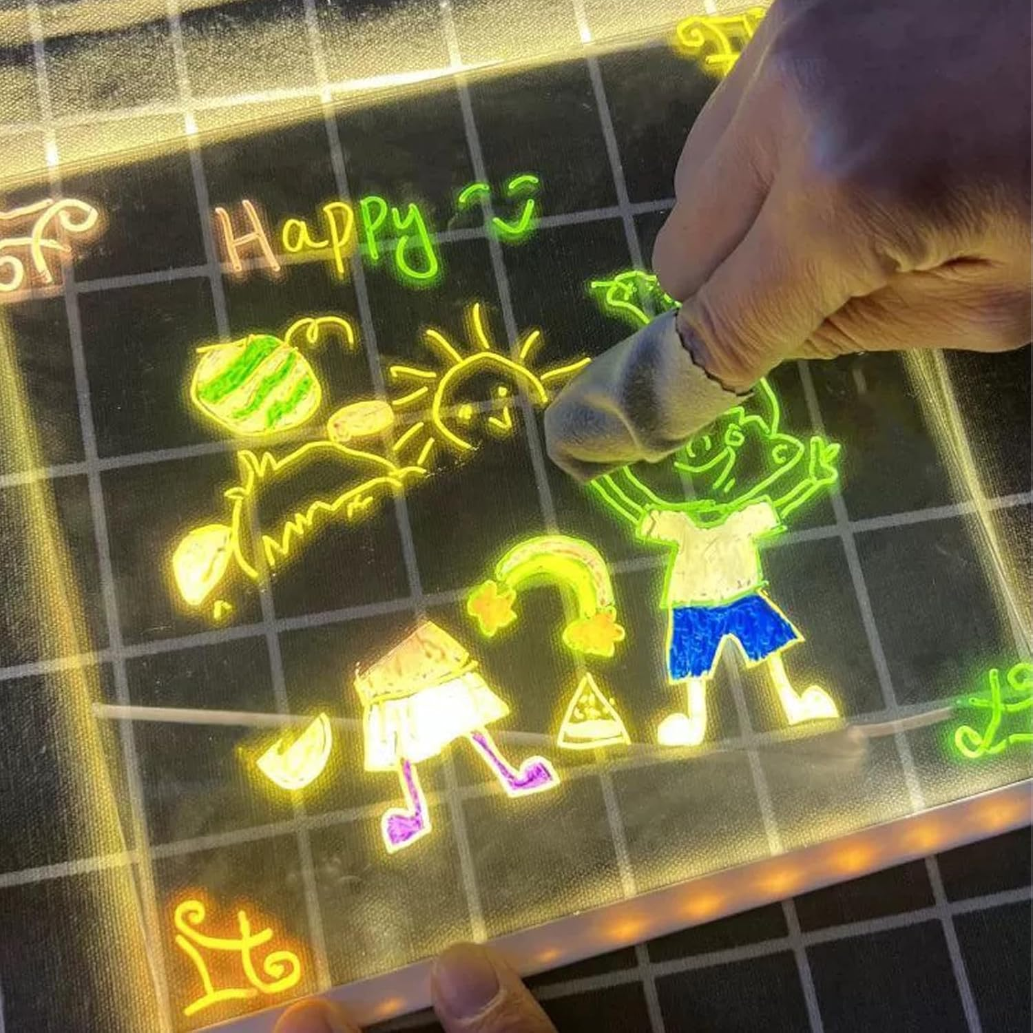 Acrylic Dry Erase Board with Light, Acrylic LED Writing Message Board with 7 Colors Pen/Stand, Desktop Note Memo Illuminated Wordpad for Office School Home Bar Cafe Arts Doodle, 30X20Cm image number 2