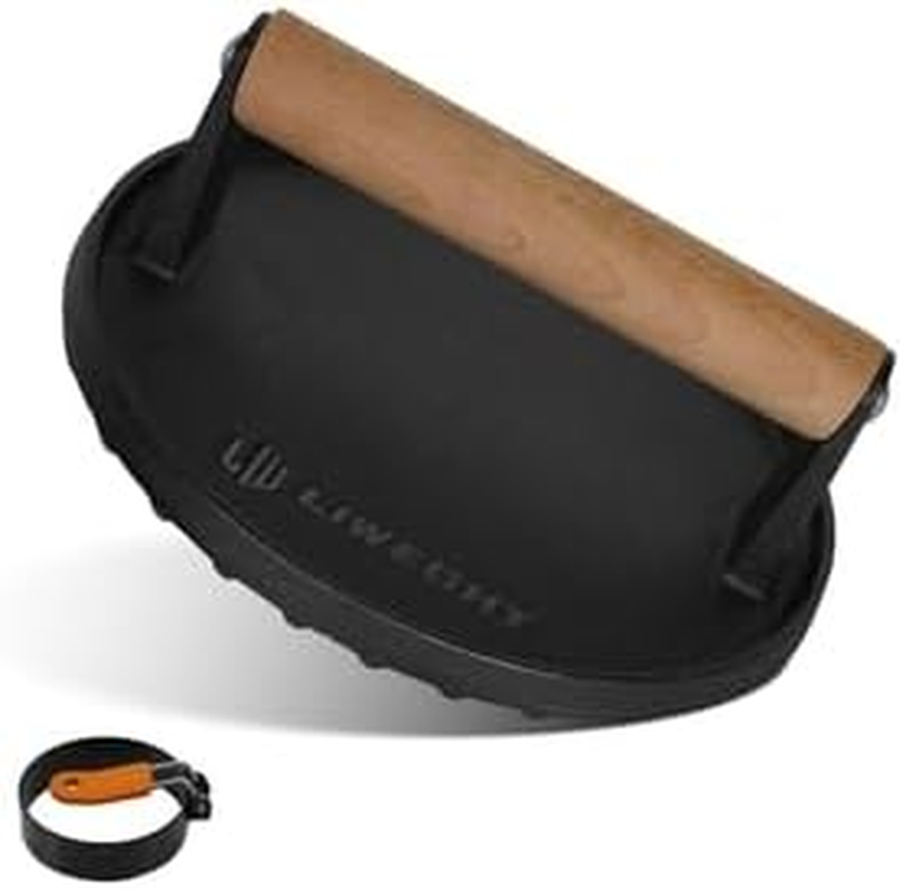 LIWEGHT Burger Press, 6.9" round Heavy-Duty Cast Iron Smash Burger Press, Steak & Sandwiches Burger Patty Maker with Wood Handle Bacon Meat Grill Press for Griddle BBQ (Round) image number 2