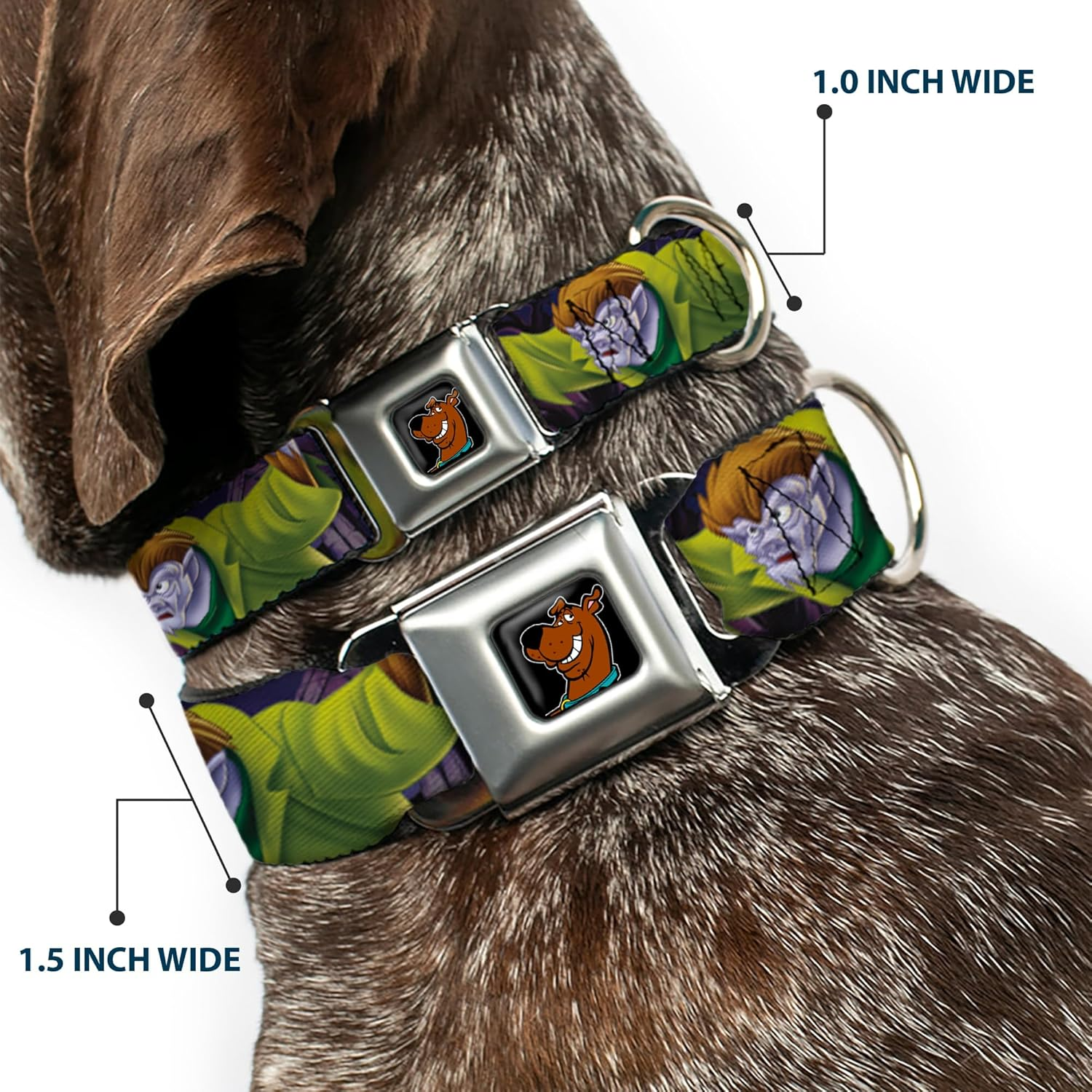 Buckle-Down Seatbelt Buckle Dog Collar - Scooby & Shaggy Hugging W/Werewolf Man Purple - 1" Wide - Fits 11-17" Neck - Medium image number 2