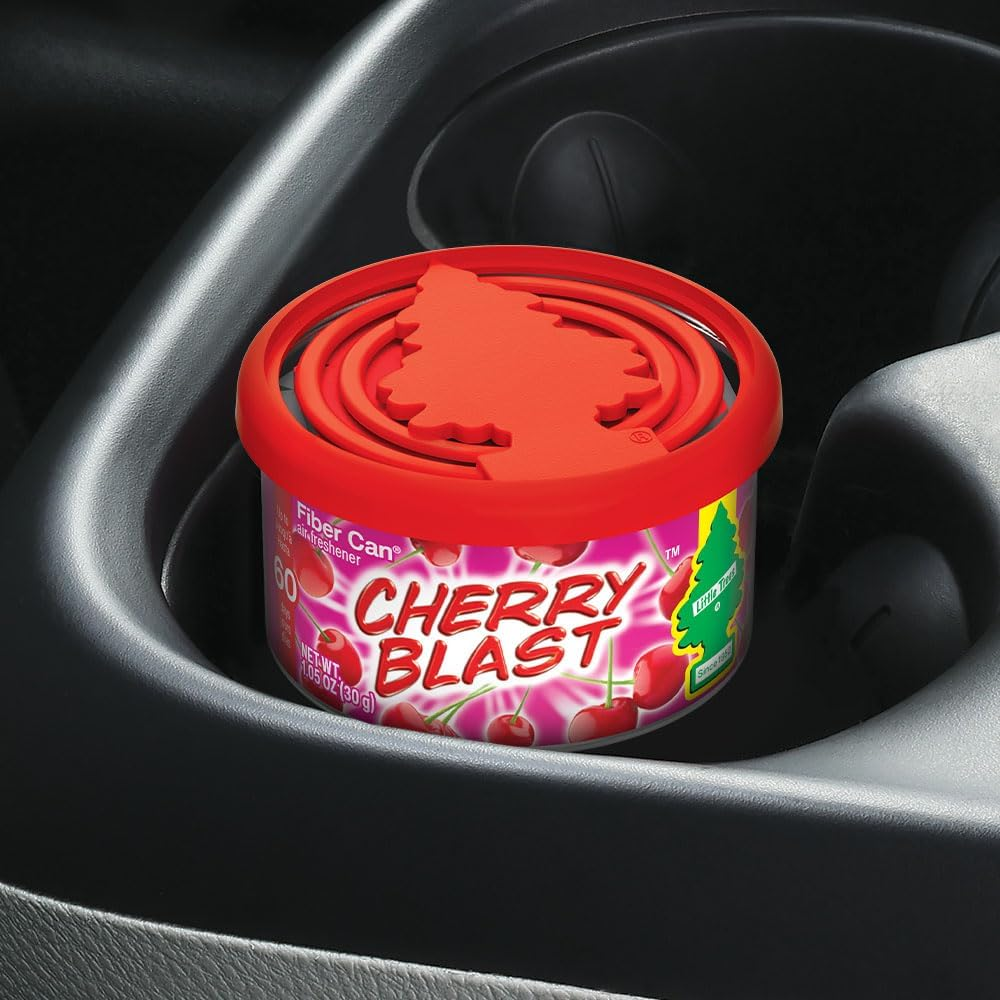 Little Trees Car Air Freshener. Fiber Can Provides a Long-Lasting Scent for Auto or Home. Adjustable Lid for Desired Strength. Cherry Blast, 4 Air Fresheners image number 2